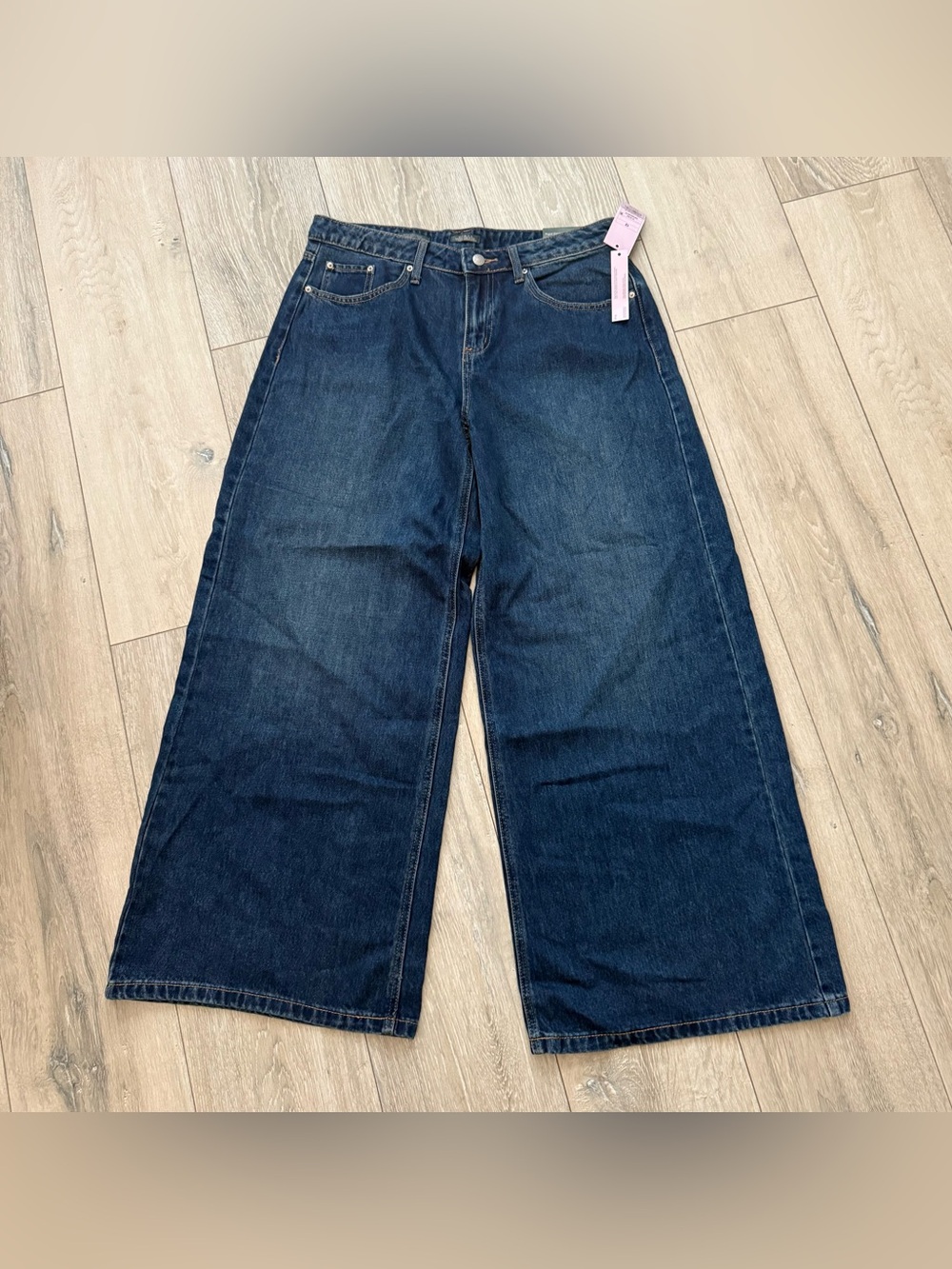 wild fable Dark Blue mid-rise Ultra Wide-Leg Jeans size 12 - Picture 1 of 7